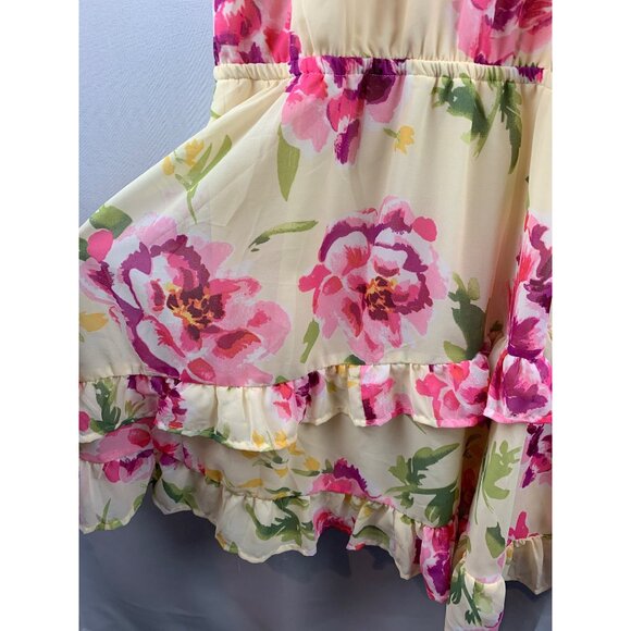 Women's Place Yellow Floral Off the Shoulder Dress Size L - Picture 5 of 8